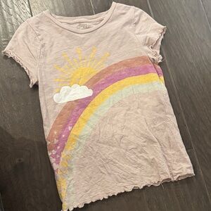 Peek Light Pink Short Sleeve Tee with Rainbow & Sun Graphic